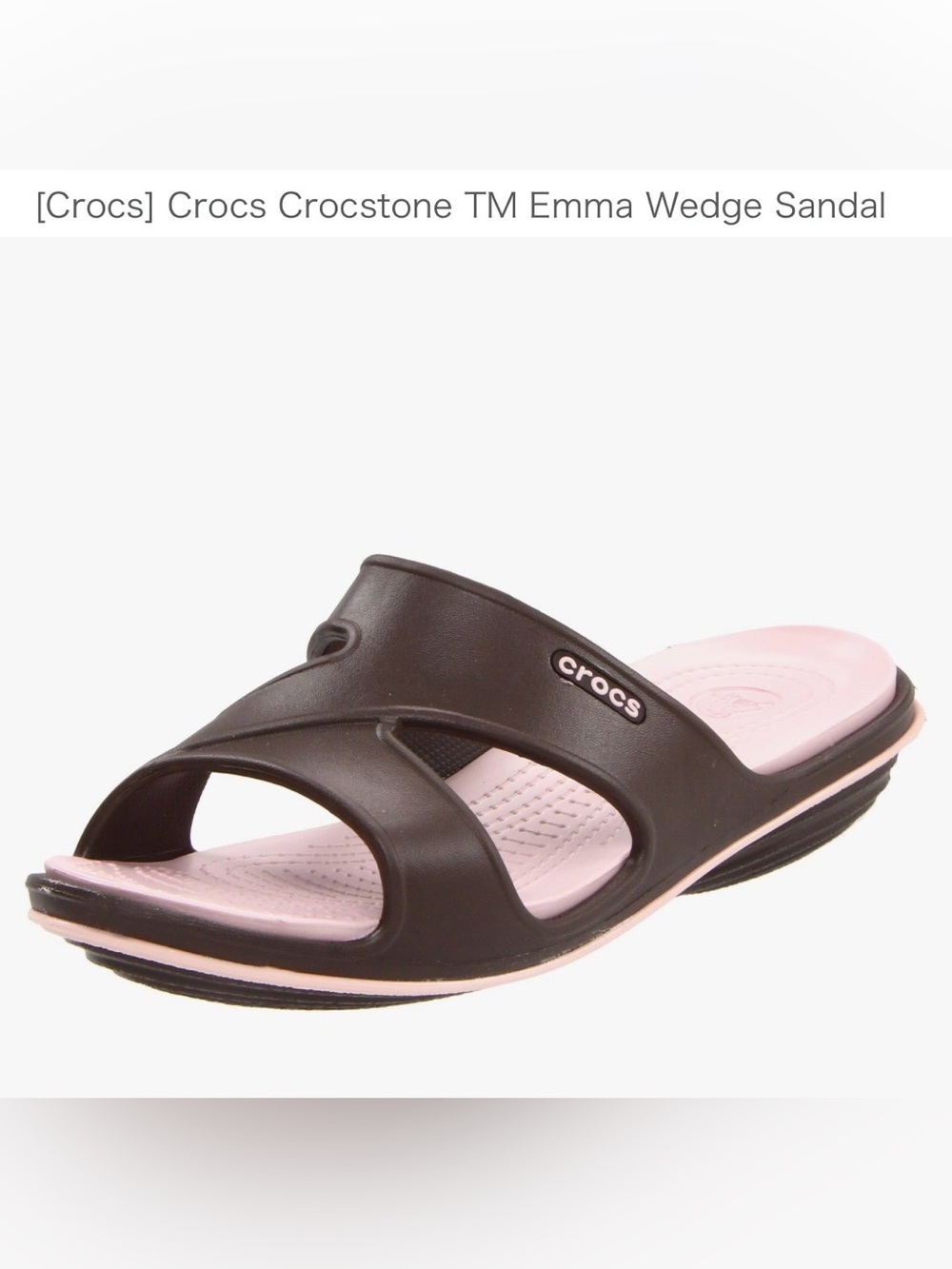CROCS Emma Wedge Slide Sandal in Brown and Light Pink